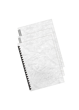 Copertine in Cartoncino per Rilegatura Fellowes - A4 Goffrata Similpelle - 5370104 (Bianco Conf. 100)