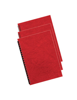 Copertine in Cartoncino per Rilegatura Fellowes - A4 Goffrata Similpelle - 5370305 (Rosso Conf. 100)