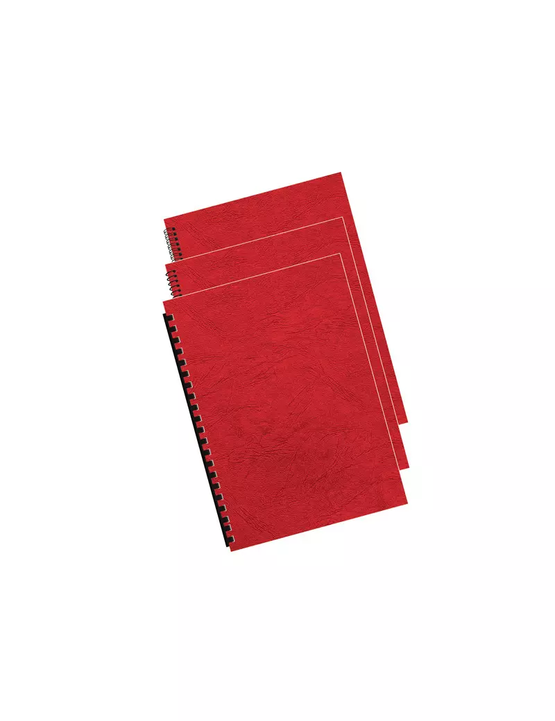 Copertine in Cartoncino per Rilegatura Fellowes - A4 Goffrata Similpelle - 5370305 (Rosso Conf. 100)