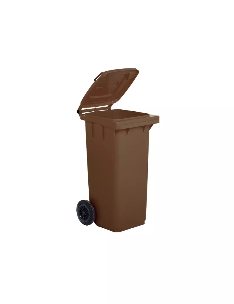 Bidone Carrellato per Raccolta Differenziata Mobil Plastic - 48x55x93 cm - 120 Litri - 1/120/5-BRB (Marrone)