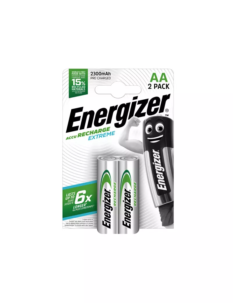 Pile Ricaricabili Extreme Energizer - Stilo AA - E300849500 (Conf. 2) Pile Ricaricabili Extreme Energizer - Stilo AA - E300849500 (Conf. 2)