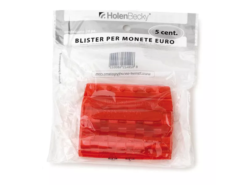 Blister in Plastica per Monete Holenbecky - 5 Centesimi - 50 Monete - 8002/20 (Rosso Conf. 20)