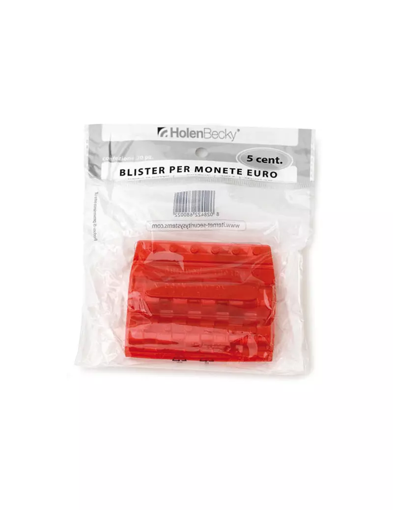 Blister in Plastica per Monete Holenbecky - 5 Centesimi - 50 Monete - 8002/20 (Rosso Conf. 20)