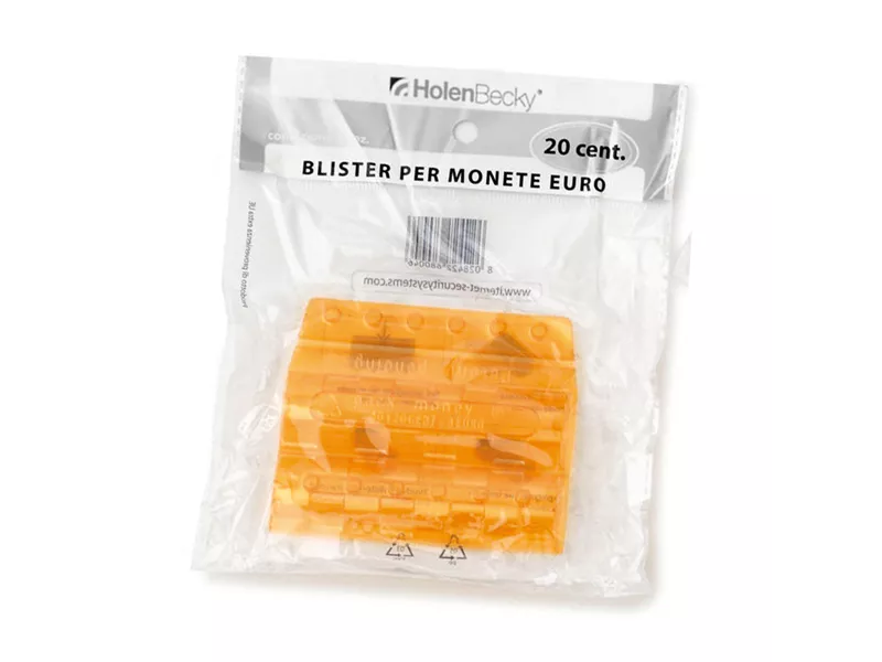 Blister in Plastica per Monete Holenbecky - 20 Centesimi - 40 Monete - 8004/20 (Arancione Conf. 20)