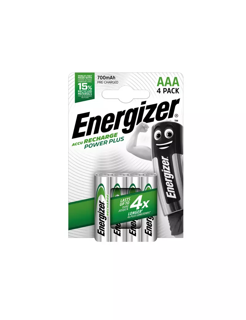 Pile Ricaricabili Power Plus Energizer - Ministilo AAA - E300850300 (Conf. 4) Pile Ricaricabili Power Plus Energizer - Ministilo AAA - E300850300 (Conf. 4)