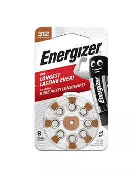 Pila Specialistica per Apparecchi Acustici 312 Zinc Air Energizer - E301431800 (Conf. 8)