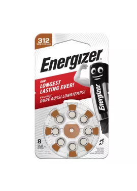 Pila Specialistica per Apparecchi Acustici 312 Zinc Air Energizer - E301431800 (Conf. 8)
