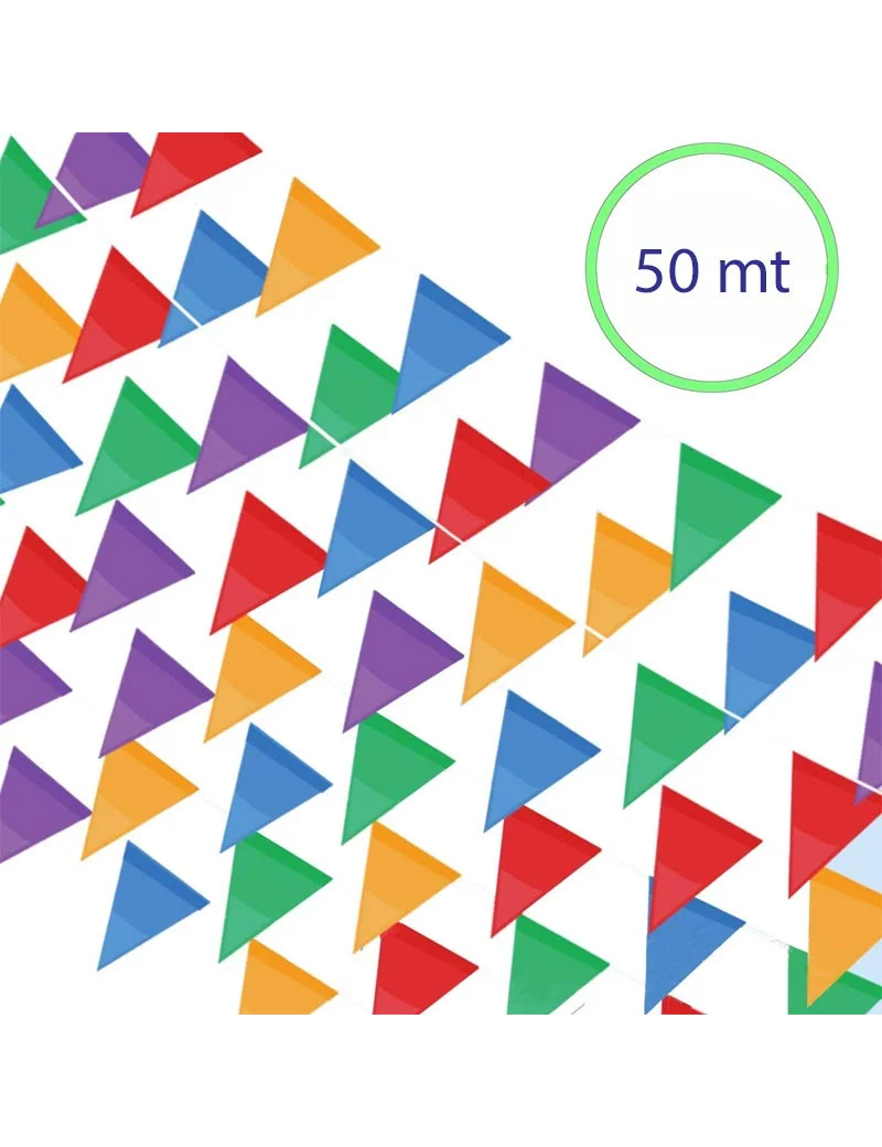 Festone in PVC - 50 m - Bandierine Multicolore