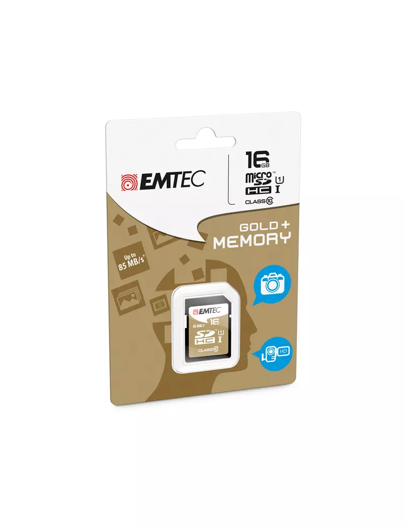 SD Memory Card Emtec - SDHC Class 10 Gold Plus - 16 GB - EMTS16GHC10GP