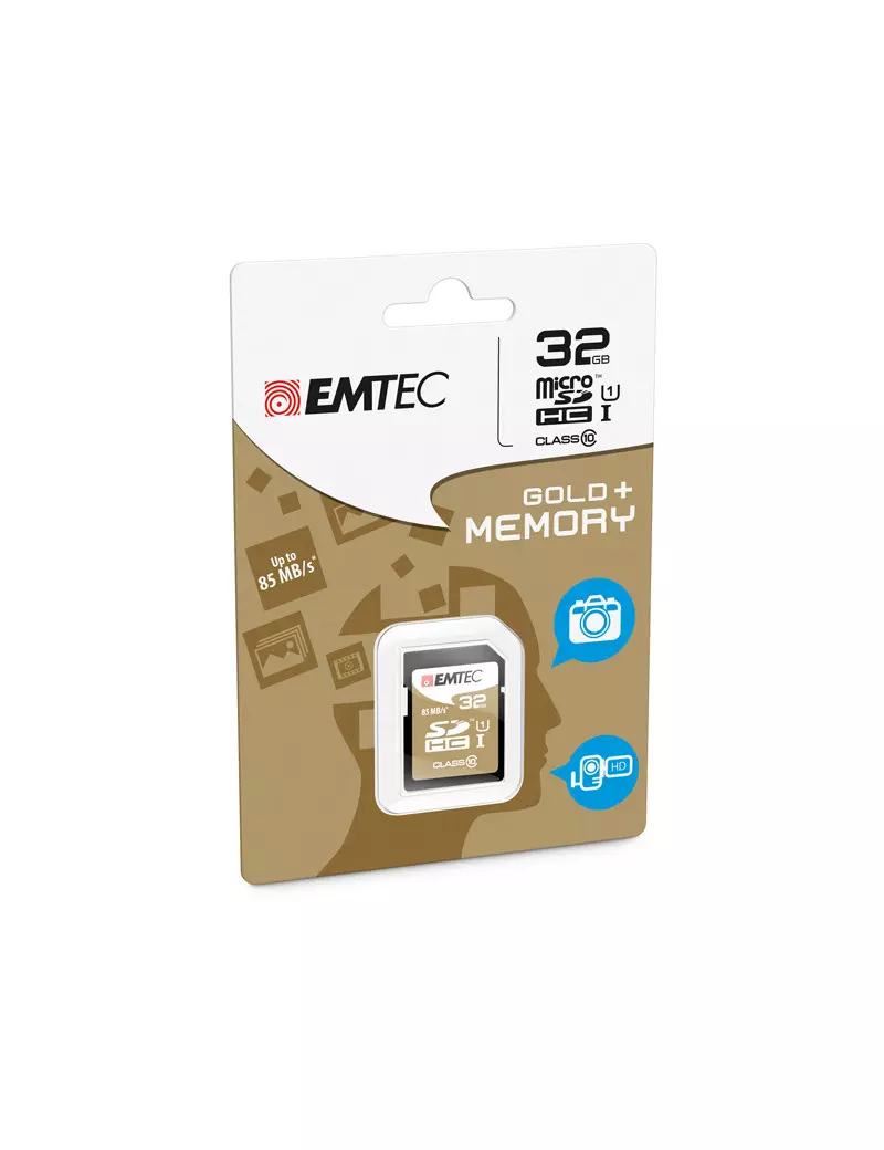 SD Memory Card Emtec - SDHC Class 10 Gold Plus - 32 GB - EMTS32GHC10GP SD Memory Card Emtec - SDHC Class 10 Gold Plus - 32 GB - EMTS32GHC10GP