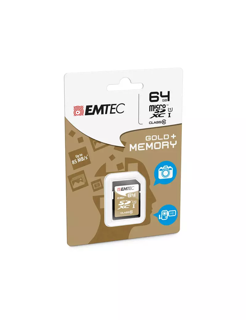 SD Memory Card Emtec - SDXC Class 10 Gold Plus - 64 GB - EMTSD64GXC10GP