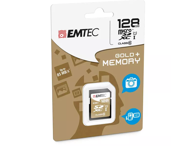 SD Memory Card Emtec - SDXC Class 10 Gold Plus - 128 GB - EMTD128GXC10GP