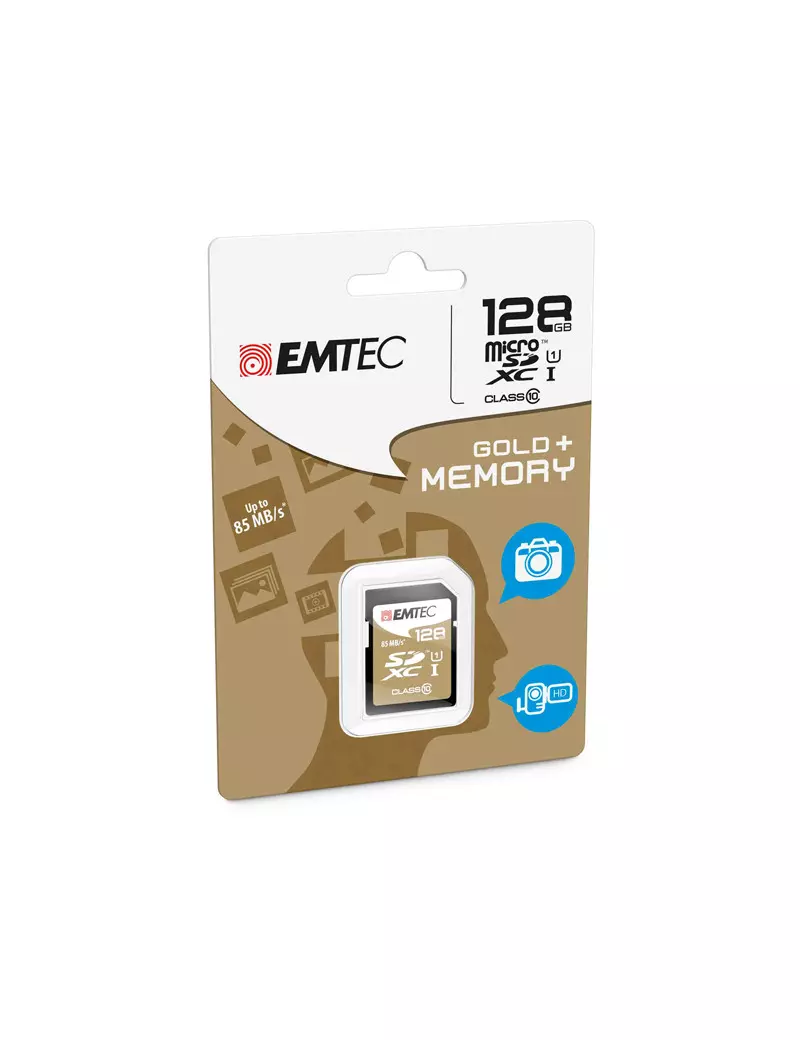 SD Memory Card Emtec - SDXC Class 10 Gold Plus - 128 GB - EMTD128GXC10GP