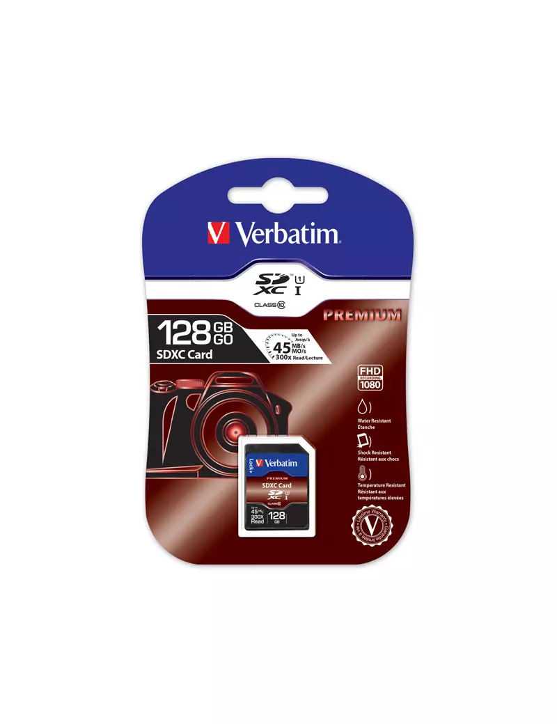 SD Memory Card Verbatim - SDXC Class 10 - 128 GB - 44025 SD Memory Card Verbatim - SDXC Class 10 - 128 GB - 44025