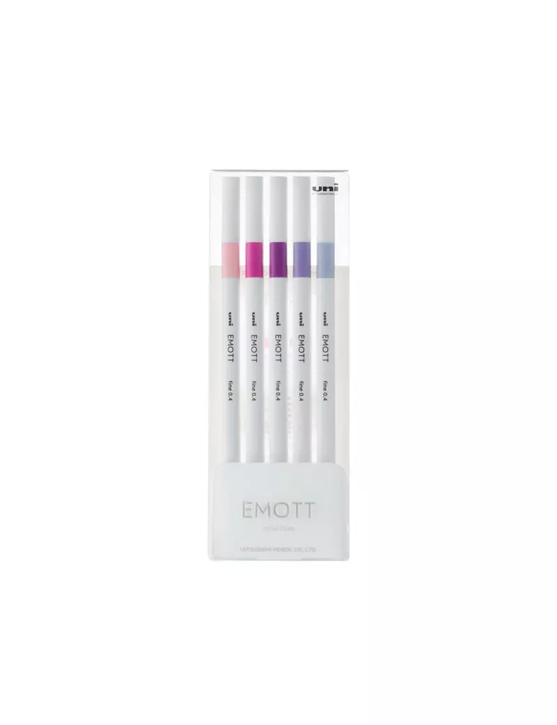 Fineliner Emott Uni-Ball - 0,4 mm - M-PEM-SY-5C7 (Assortiti Floral Conf. 5)