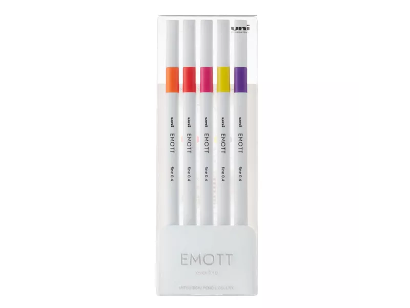 Fineliner Emott Uni-Ball - 0,4 mm - M-PEM-SY-5C2 (Assortiti Passion Conf. 5)
