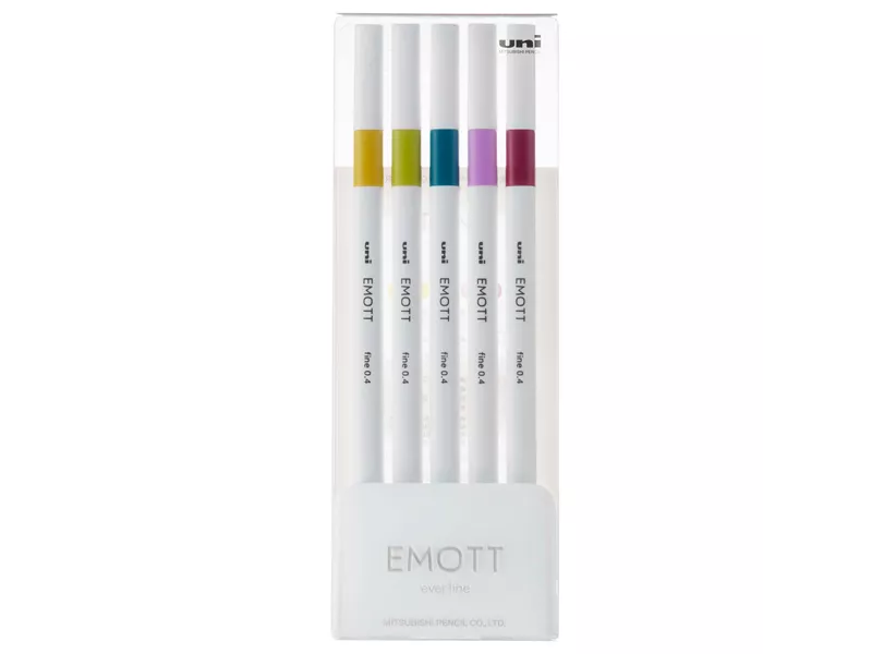 Fineliner Emott Uni-Ball - 0,4 mm - M-PEM-SY-5C8 (Assortiti Retrò Conf. 5)