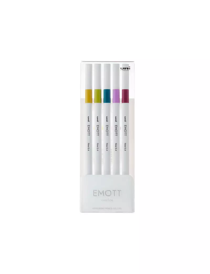 Fineliner Emott Uni-Ball - 0,4 mm - M-PEM-SY-5C8 (Assortiti Retrò Conf. 5)