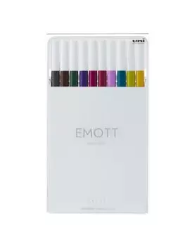 Fineliner Emott Uni-Ball - 0,4 mm - M-PEM-SY-10C3 (Assortiti Calmtone Dark Conf. 10)