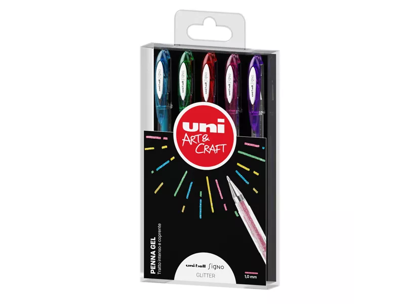 Penna Gel a Scatto Signo Uni-Ball - 1 mm - M-UM120SP-5P (Assortiti Glitter Conf. 5)