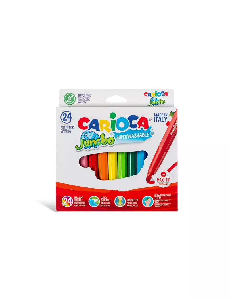 Pennarelli Jumbo Carioca - 6 mm - 40570 (Assortiti Conf. 24) Pennarelli Jumbo Carioca - 6 mm - 40570 (Assortiti Conf. 24)