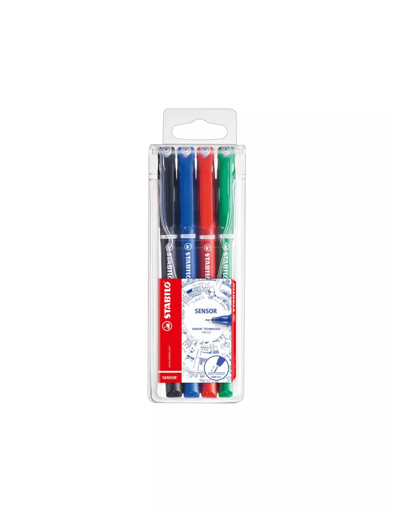 Fineliner Sensor Stabilo - 0,3 mm - 189/4 (Assortiti Conf. 4) Fineliner Sensor Stabilo - 0,3 mm - 189/4 (Assortiti Conf. 4)