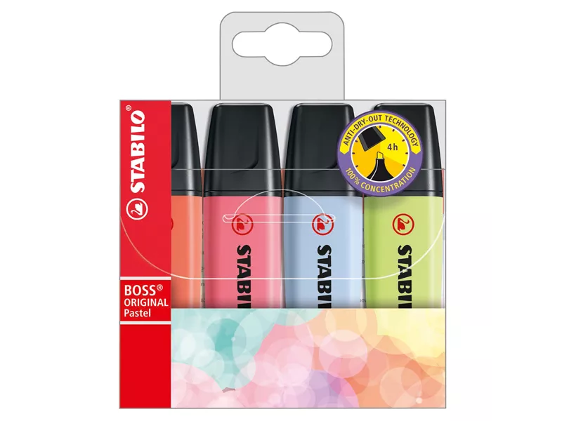 Evidenziatore Boss Pastel Stabilo - 2-5 mm - 70/4-3 (Assortiti Conf. 4)