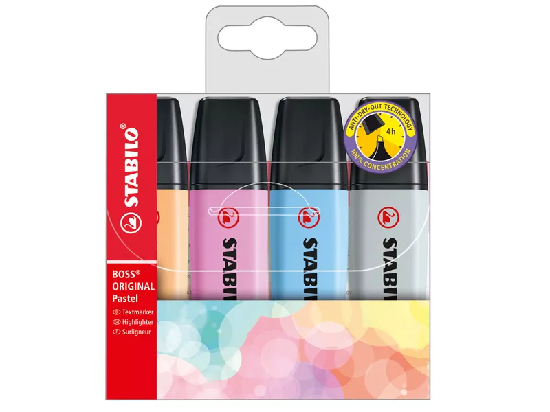 Evidenziatore Boss Pastel Stabilo - 2-5 mm - 70/4-4 (Assortiti Conf. 4)