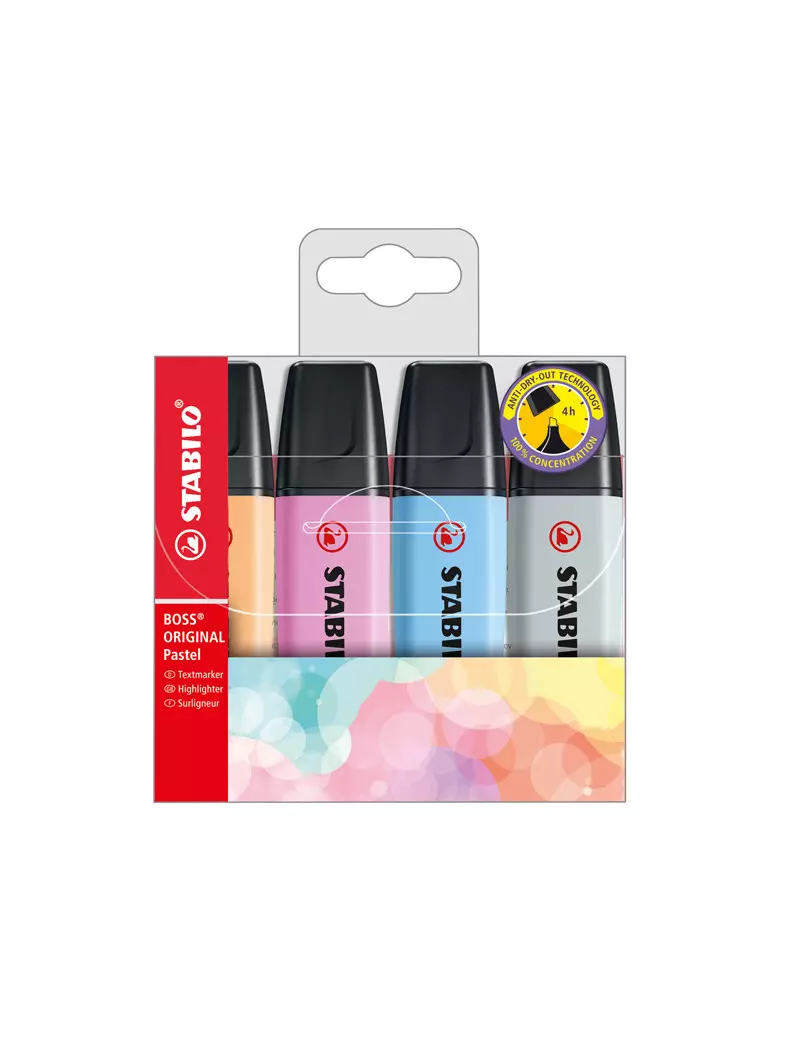 Evidenziatore Boss Pastel Stabilo - 2-5 mm - 70/4-4 (Assortiti Conf. 4) Evidenziatore Boss Pastel Stabilo - 2-5 mm - 70/4-4 (Assortiti Conf. 4)