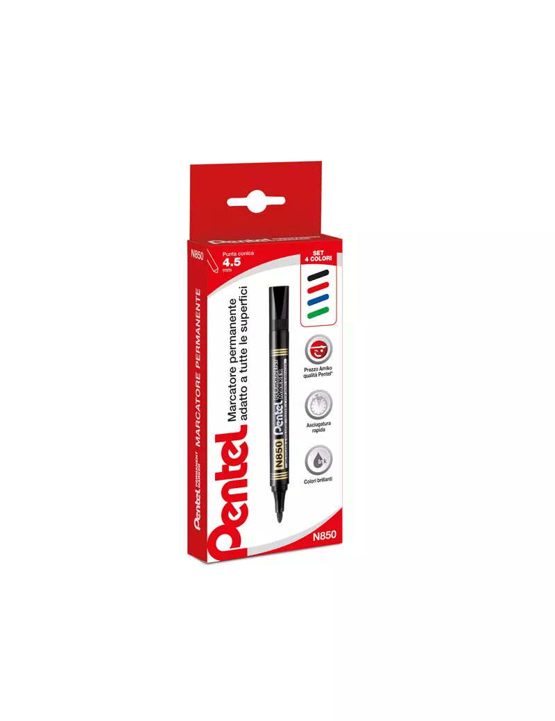 Marcatore Permanente N850 Linea Amiko Pentel - Punta Tonda - 2 mm - 0100861 (Assortiti Conf. 4) Marcatore Permanente N850 Linea Amiko Pentel - Punta Tonda - 2 mm - 0100861 (Assortiti Conf. 4)