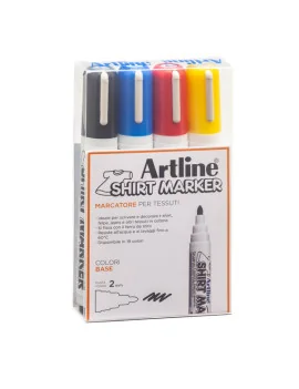 Marcatore Permanente per Tessuti Shirt Marker Artline - Punta Tonda - 2 mm - AEKT2/4W (Assortiti Conf. 4)
