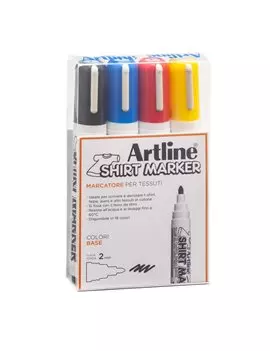 Marcatore Permanente per Tessuti Shirt Marker Artline - Punta Tonda - 2 mm - AEKT2/4W (Assortiti Conf. 4)