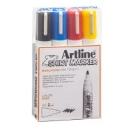 Marcatore Permanente per Tessuti Shirt Marker Artline - Punta Tonda - 2 mm - AEKT2/4W (Assortiti Conf. 4)