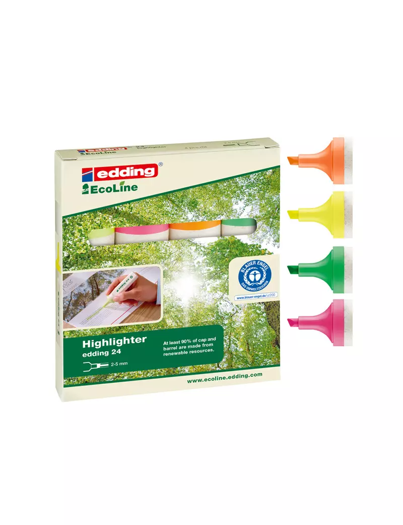 Evidenziatore Ecoline 24 Edding - 2-5 mm - 4-24-4S (Assortiti Conf. 4) Evidenziatore Ecoline 24 Edding - 2-5 mm - 4-24-4S (Assortiti Conf. 4)