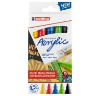 Marcatore Permanente Acrilico 5100 Edding - Punta Tonda - 2-3 mm - 4-5100-5 (Assortiti Medium Basic Conf. 5)