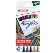 Marcatore Permanente Acrilico 5100 Edding - Punta Tonda - 2-3 mm - 4-5100-5-999 (Assortiti Medium Festa Conf. 5)