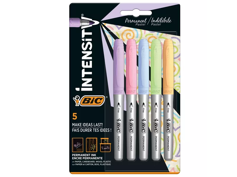 Marcatore Permanente Intensity Bic - Punta Tonda - Fine - 999132 (Assortiti Pastello Conf. 5)