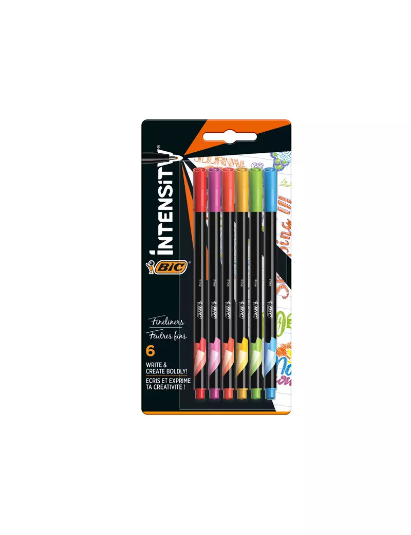 Fineliner Intensity Bic - 0,4 mm - 503926 (Assortiti Rainbow Conf. 6)