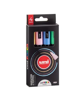 Marcatore a Tempera Uni Posca PC5M Uni-Ball - Punta Tonda - 1,8-2,5 mm - M-PC5MP-4P (Assortiti Pastel Conf. 4)