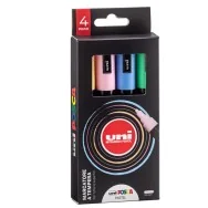 Marcatore a Tempera Uni Posca PC5M Uni-Ball - Punta Tonda - 1,8-2,5 mm - M-PC5MP-4P (Assortiti Pastel Conf. 4)