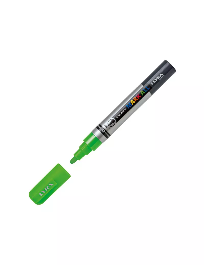 Marcatore Permanente Graduate Mark All Lyra - Punta Tonda - 2 mm - L6820371 (Verde Fluo) Marcatore Permanente Graduate Mark All Lyra - Punta Tonda - 2 mm - L6820371 (Verde Fluo)