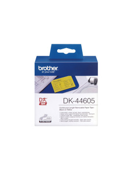 Nastro Originale Brother DK-44605- 62 mm x 30,48 m - Carta (Nero su Giallo)