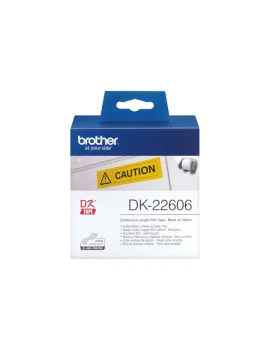 Nastro Originale Brother DK-22205 - 62 mm x 15,24 m - Nastro Adesivo (Nero su Giallo)
