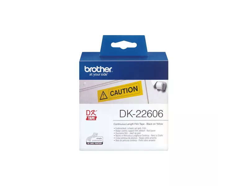 Nastro Originale Brother DK-22205 - 62 mm x 15,24 m - Nastro Adesivo (Nero su Giallo)