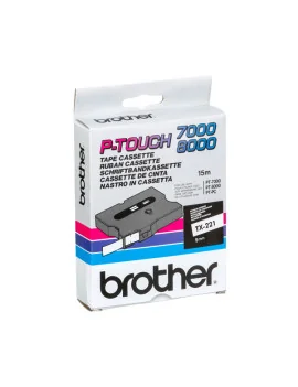 Nastro Originale Brother TX-221 - 9 mm x 7,7 m - Laminato (Nero su Bianco)