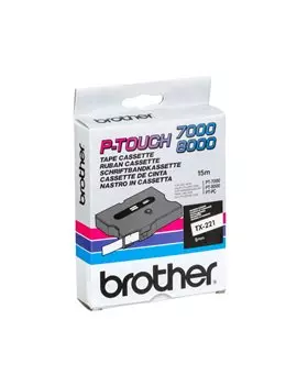 Nastro Originale Brother TX-221 - 9 mm x 7,7 m - Laminato (Nero su Bianco)