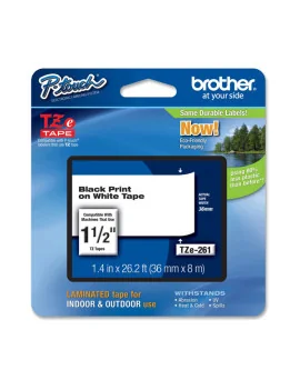 Nastro Originale Brother TZe-261 - 36 mm x 8 m - Laminato (Nero su Bianco)