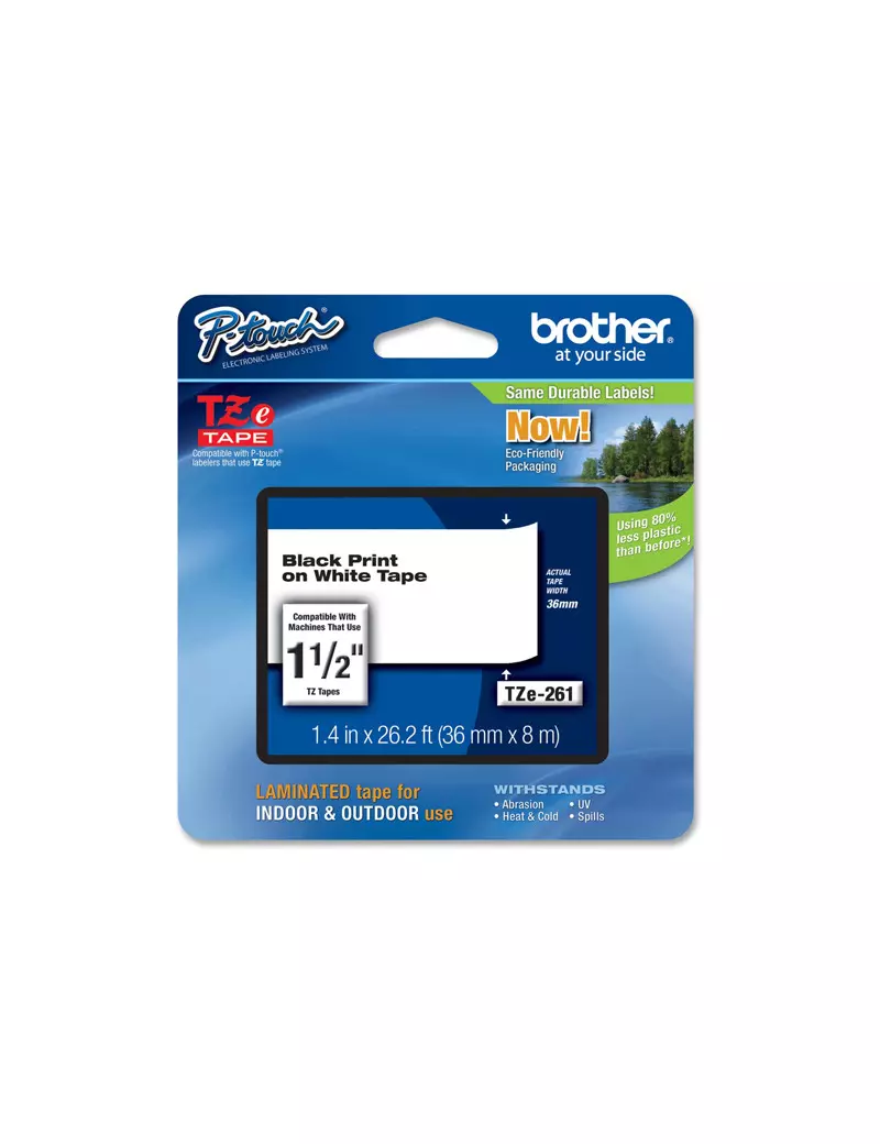 Nastro Originale Brother TZe-261 - 36 mm x 8 m - Laminato (Nero su Bianco) Nastro Originale Brother TZe-261 - 36 mm x 8 m - Laminato (Nero su Bianco)