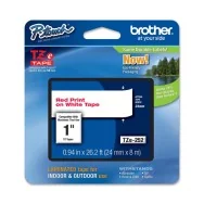 Nastro Originale Brother TZe-252 - 24 mm x 8 m - Laminato (Rosso su Bianco)