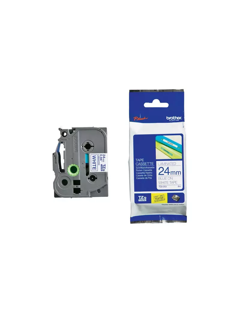 Nastro Originale Brother TZe-252 - 24 mm x 8 m - Laminato (Blu su Bianco) Nastro Originale Brother TZe-252 - 24 mm x 8 m - Laminato (Blu su Bianco)